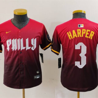 Youth Philadelphia Phillies #3 Bryce Harper Red 2024 City Connect Limited Stitched Baseball Jersey