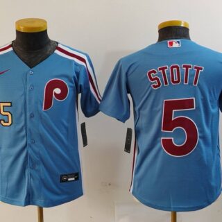 Youth Philadelphia Phillies #5 Bryson Stott Blue Cool Base Stitched Baseball Jerseys
