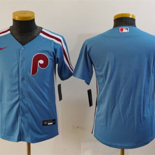 Youth Philadelphia Phillies Blank Blue Cool Base Stitched Baseball Jersey