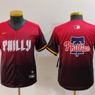Youth Philadelphia Phillies Team Big Logo Red 2024 City Connect Limited Stitched Baseball Jerseys