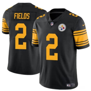 Youth Pittsburgh Steelers #2 Justin Fields Black Color Rush Limited Stitched Football Jersey
