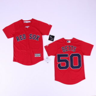 Youth Red Sox 50 Mookie Betts Red Youth Cool Base Jersey