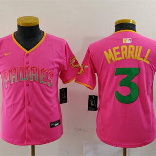 Youth San Diego Padres #3 Jackson Merrill Pink Stitched Baseball Jersey