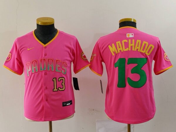 Youth San Diego Padres #3 Jackson Merrill Pink Stitched Baseball Jerseys