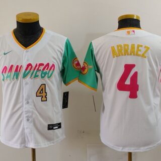 Youth San Diego Padres #4 Luis Arraez White City Connect Stitched Baseball Jerseys