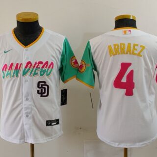 Youth San Diego Padres #4 Luis Arraez White City Connect Stitched Baseball Jerseys