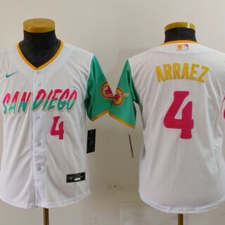 Youth San Diego Padres #4 Luis Arraez White City Connect Stitched Baseball Jerseys
