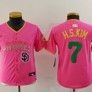 Youth San Diego Padres #7 Ha-Seong Kim Pink Stitched Baseball Jerseys
