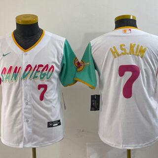 Youth San Diego Padres #7 Ha-Seong Kim White City Connect Stitched Baseball Jerseys