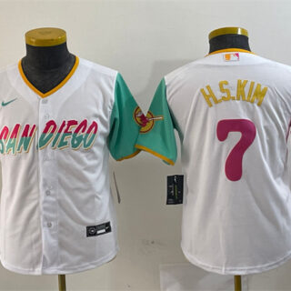 Youth San Diego Padres #7 Ha-Seong Kim White City Connect Stitched Baseball Jersey