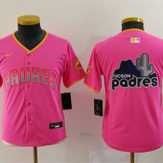 Youth San Diego Padres Team Big Logo Pink Stitched Baseball Jerseys