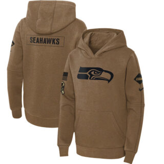 Youth Seattle Seahawks 2023 Brown Salute To Service Pullover Hoodie