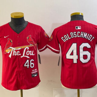 Youth St. Louis Cardinals #46 Paul Goldschmidt Red 2024 City Connect Stitched Baseball Jersey