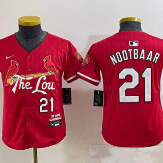 Youth St. Louis Cardinals #21 Lars Nootbaar Red 2024 City Connect Stitched Baseball Jersey