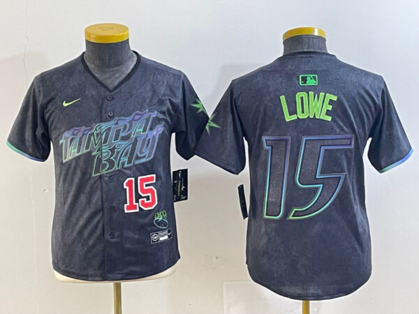 Youth Tampa Bay Rays #15 Josh Lowe Charcoal 2024 City Connect Limited Stitched Baseball Jersey(Run Small)