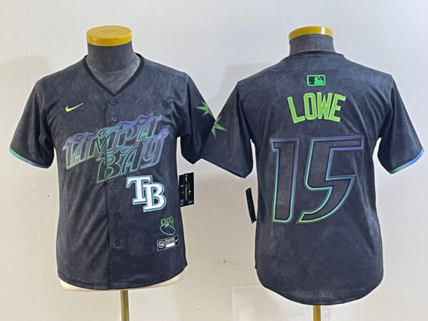 Youth Tampa Bay Rays #15 Josh Lowe Charcoal 2024 City Connect Limited Stitched Baseball Jersey(Run Small)