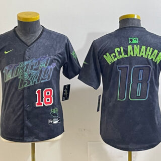 Youth Tampa Bay Rays #18 Shane McClanahan Charcoal 2024 City Connect Limited Jerseys