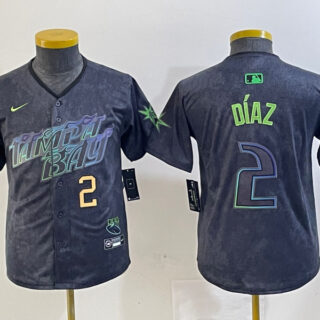 Youth Tampa Bay Rays #2 Yandy Díaz Charcoal 2024 City Connect Limited Stitched Baseball Jersey