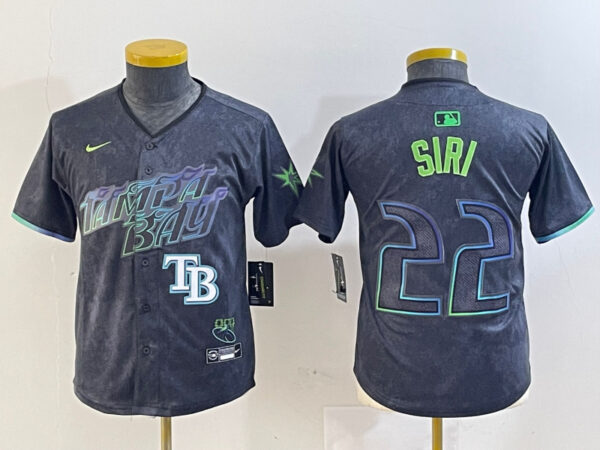 Youth Tampa Bay Rays #22 Jose Siri Charcoal 2024 City Connect Limited Stitched Baseball Jerseys