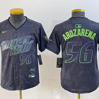 Youth Tampa Bay Rays #56 Randy Arozarena Charcoal 2024 City Connect Limited Stitched Baseball Jersey