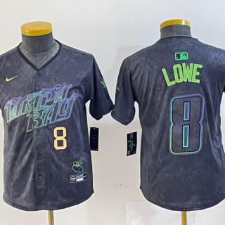 Youth Tampa Bay Rays #8 Brandon Lowe Charcoal 2024 City Connect Limited Stitched Baseball Jerseys
