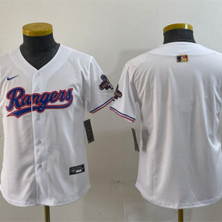 Youth Texas Rangers Blank White Gold Stitched Baseball Jersey
