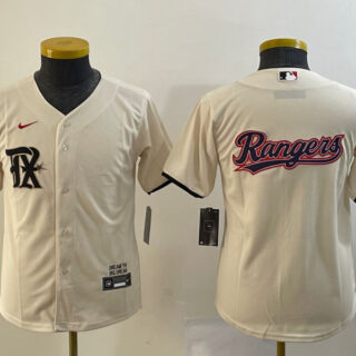 Youth Texas Rangers Cream Team Big Logo 2023 City Connect Stitched Baseball Jersey