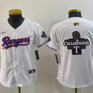 Youth Texas Rangers Team Big Logo White Gold Stitched Baseball Jersey