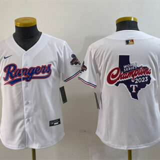 Youth Texas Rangers Team Big Logo White Gold Stitched Baseball Jersey