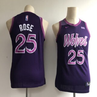 Youth Timberwolves 25 Derrick Rose Purple Youth 2018-19 City Edition Nike Swingman Jersey