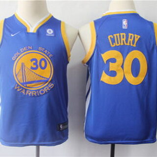 Youth Warriors 30 Stephen Curry Blue Youth Nike Swingman Jersey
