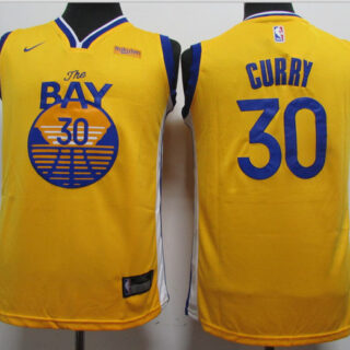Youth Warriors 30 Stephen Curry Yellow Youth 2020 New Nike Swingman Jersey