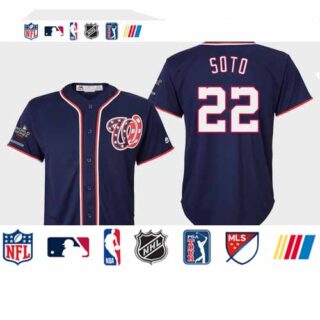 Youth Washington #22 Nationals Juan Soto 2019 World Series Champions Cool Base Navy Jersey