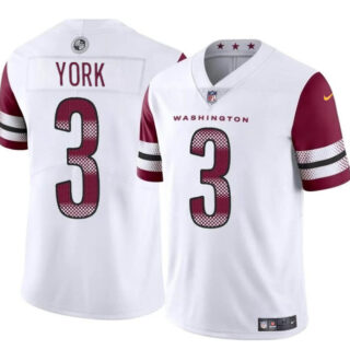 Youth Washington Commanders #3 Cade York White 2024 Vapor Limited Stitched Football Jersey