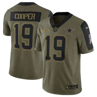 Men's #19 Amari Cooper Dallas Cowboys Olive 2021 Salute To Service Limited Jersey