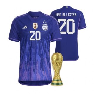 Women's Alexis Mac Allister Argentina National Team Purple Away 3 Stars 2022 World Cup Champions Jersey