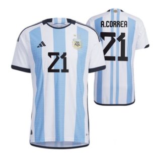 Men's Angel Correa Argentina National Team White Home Soccer Jersey 2022-23