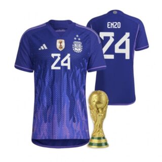 Women's Enzo Fernandez Argentina National Team Purple Away 3 Stars 2022 World Cup Champions Jersey