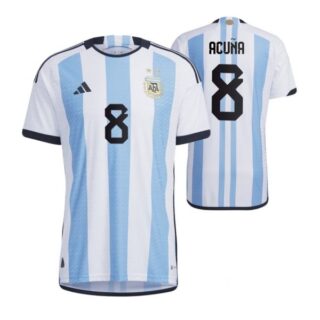 Men's Marcos Acuna Argentina National Team White Home Soccer Jersey 2022-23