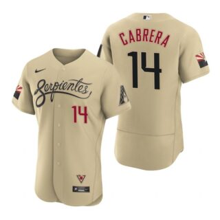 Men's Arizona Diamondbacks #14 Asdrubal Cabrera Serpientes City Connect Jersey Gold - Stitched