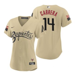 Women Arizona Diamondbacks #14 Asdrubal Cabrera Serpientes City Connect Jersey Gold - Stitched