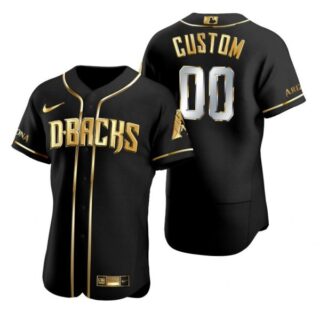 Men's Custom Arizona Diamondbacks Flex Base Jersey Black Golden