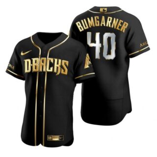 Men's Madison Bumgarner Arizona Diamondbacks Flex Base Jersey Black Golden