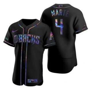Men's Ketel Marte Arizona Diamondbacks Flex Base Jersey Black Holographic