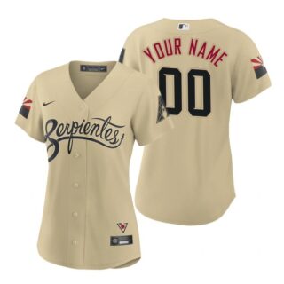 Women Arizona Diamondbacks Custom Serpientes City Connect Jersey Gold - Stitched
