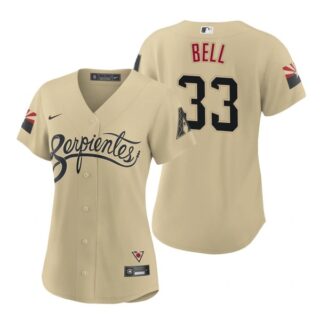 Women Arizona Diamondbacks #33 Jay Bell Serpientes City Connect Jersey Gold - Stitched