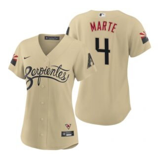 Women Arizona Diamondbacks #4 Ketel Marte Serpientes City Connect Jersey Gold - Stitched