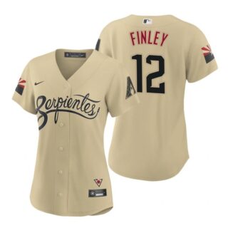 Women Arizona Diamondbacks #12 Steve Finley Serpientes City Connect Jersey Gold - Stitched