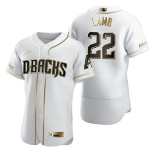 Men's Jake Lamb Arizona Diamondbacks Flex Base Jersey White Golden