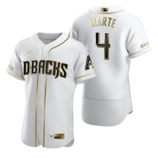 Men's Ketel Marte Arizona Diamondbacks Flex Base Jersey White Golden